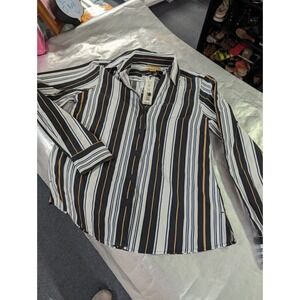 GOLD LABEL non iron Investments womens petites 4P white gold black shirt top NWT